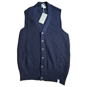 Peregrine 100% Wool Button‎ Front Cardigan Vest L Made in England Quiet Luxury